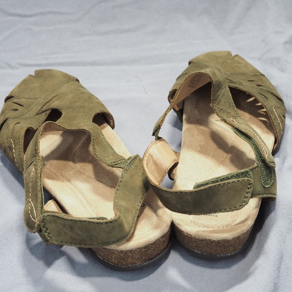 Earth Origins Sandals Womens 7 Wide Birdine Olive Green Slingback Leather Shoes - Picture 8 of 11